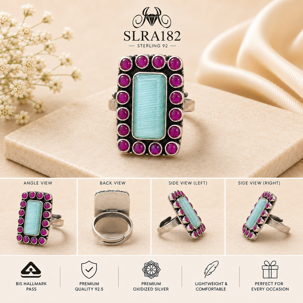 SLRA182 oxidized sterling silver ring multiple angle views