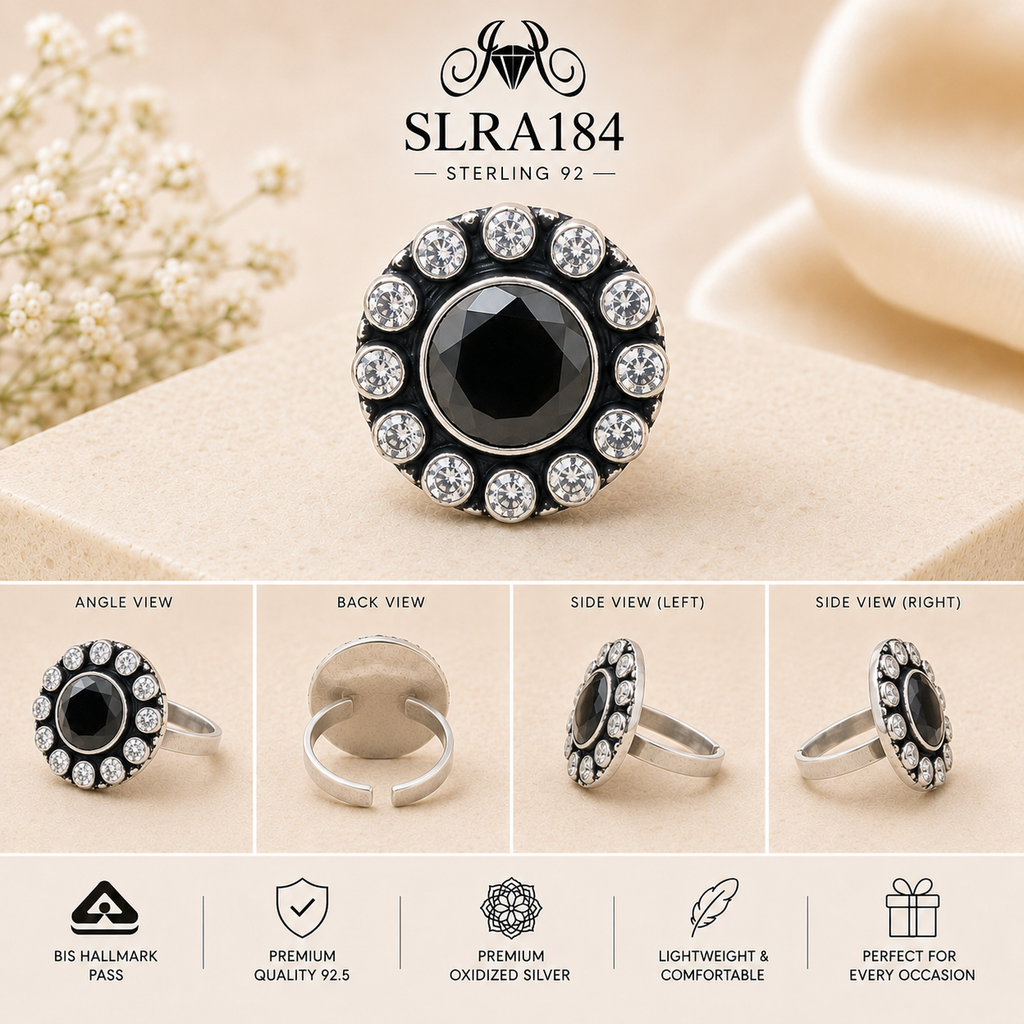 SLRA184 oxidized sterling silver ring multiple angle views