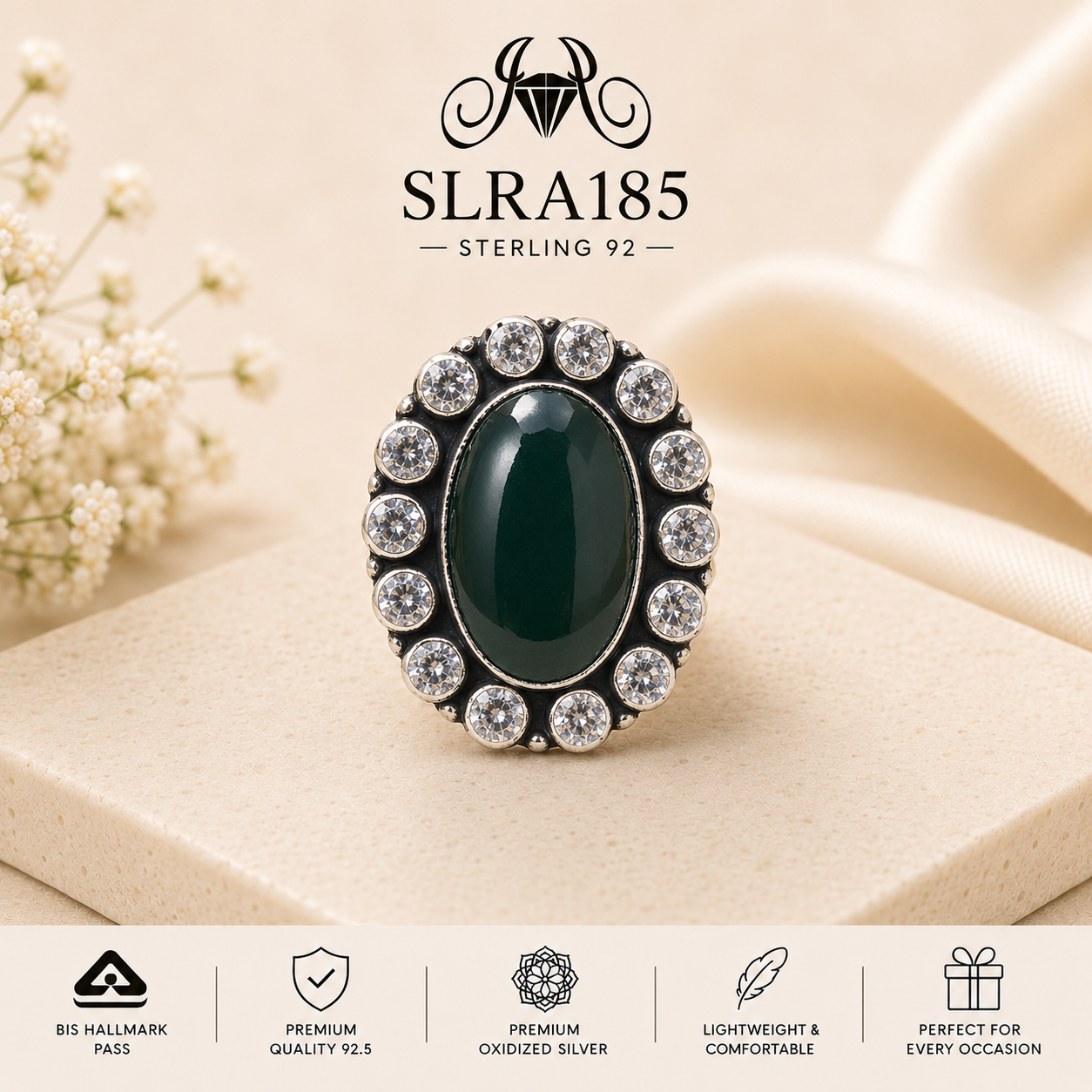 SLRA185 oxidized sterling silver ring front view