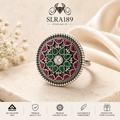 SLRA189 oxidized sterling silver ring front view