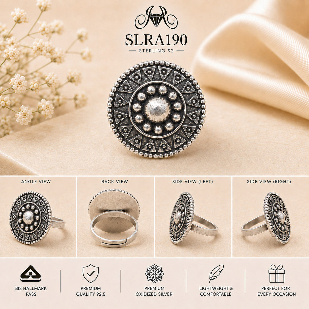 SLRA190 oxidized sterling silver ring multiple angle views