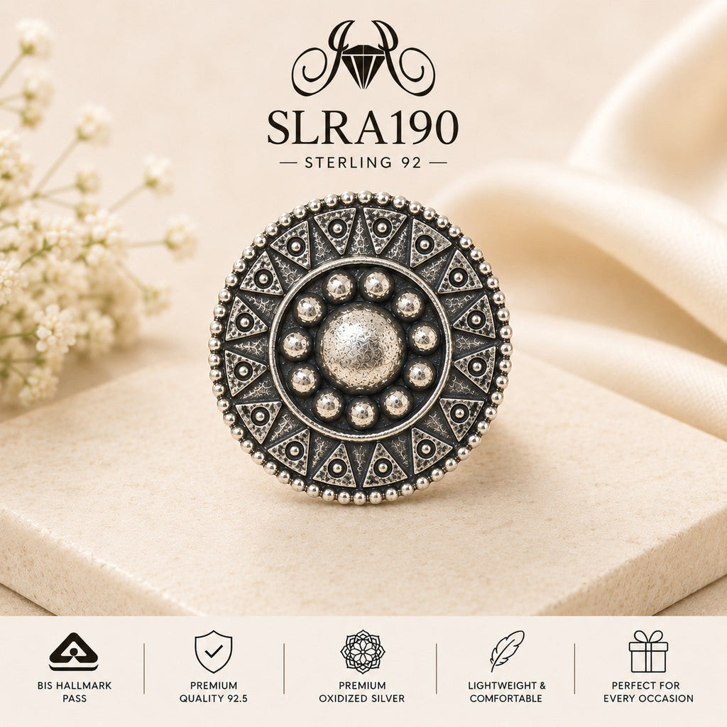SLRA190 oxidized sterling silver ring front view