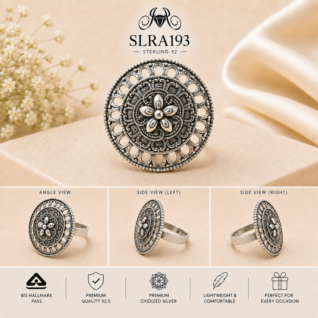 SLRA193 oxidized sterling silver ring multiple angle views