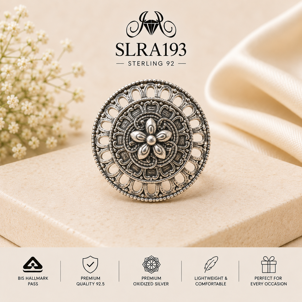 SLRA193 oxidized sterling silver ring front view