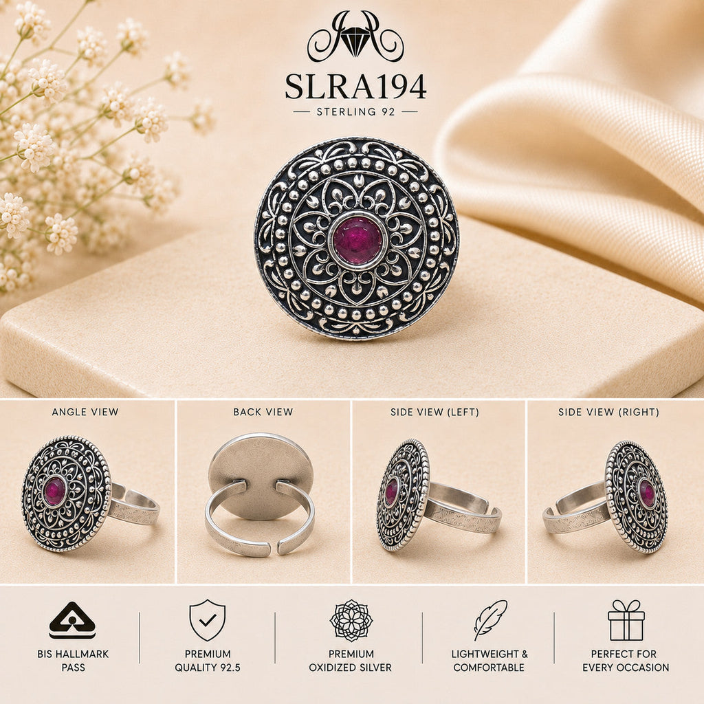 SLRA194 oxidized sterling silver ring multiple angle views
