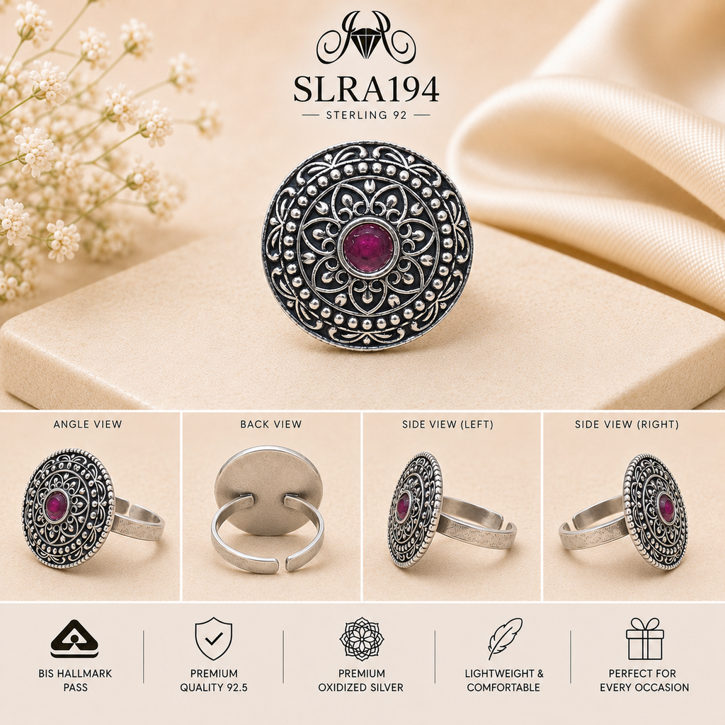 SLRA194 oxidized sterling silver ring multiple angle views