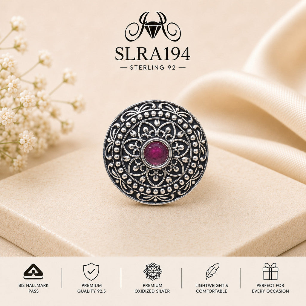 SLRA194 oxidized sterling silver ring front view