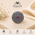 SLRA194 oxidized sterling silver ring front view