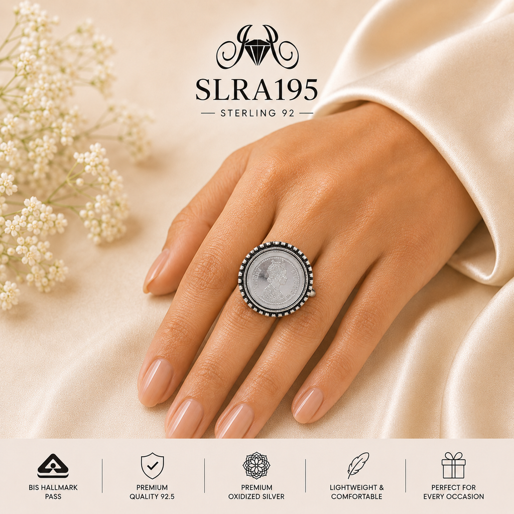 SLRA195 oxidized sterling silver ring worn on hand