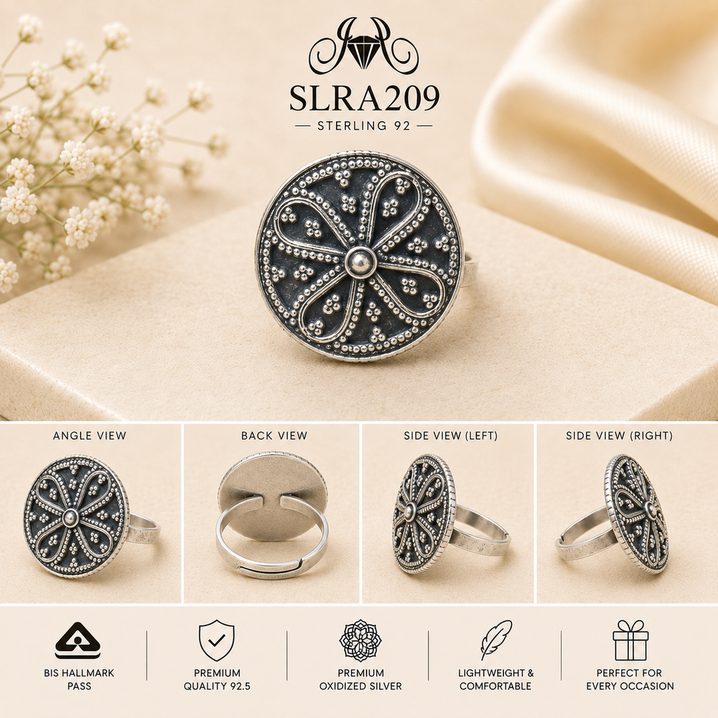 SLRA209 oxidized sterling silver ring multiple angle views