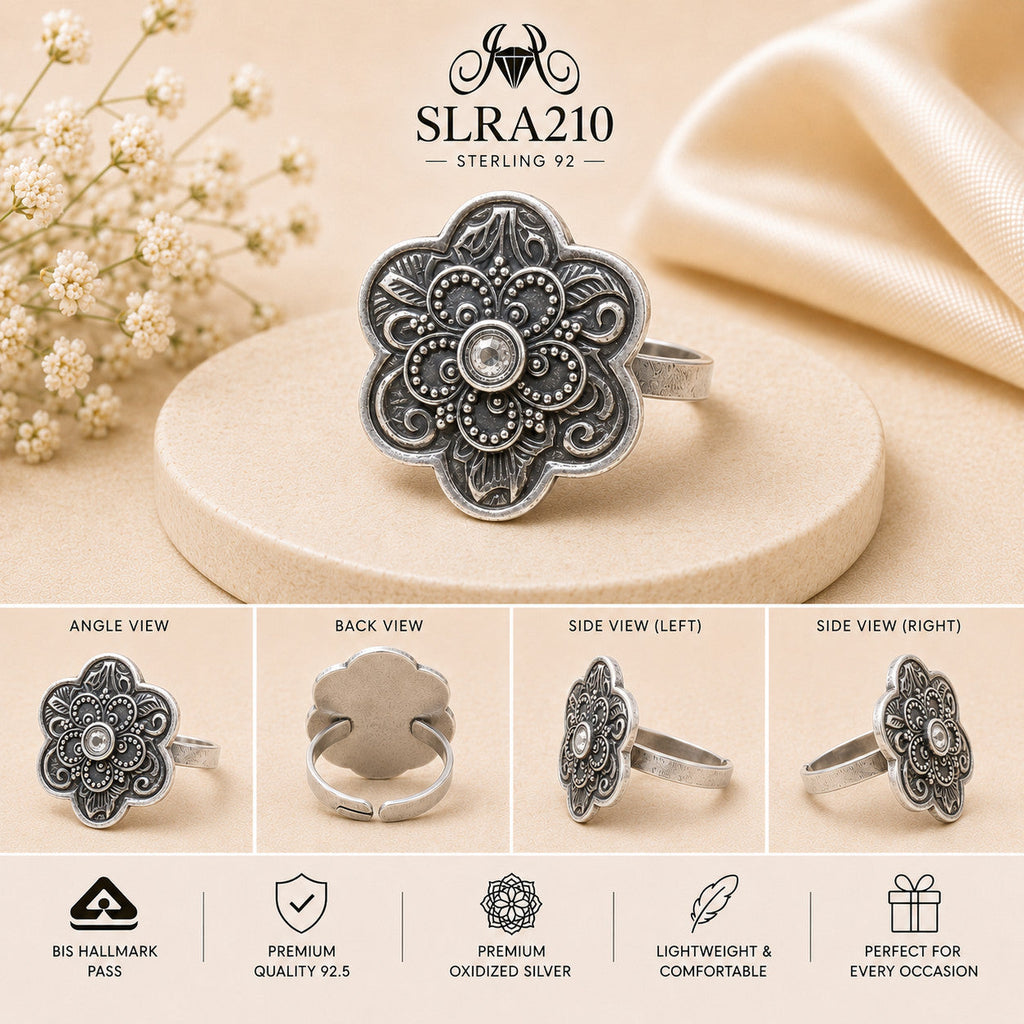 SLRA210 oxidized sterling silver ring multiple angle views