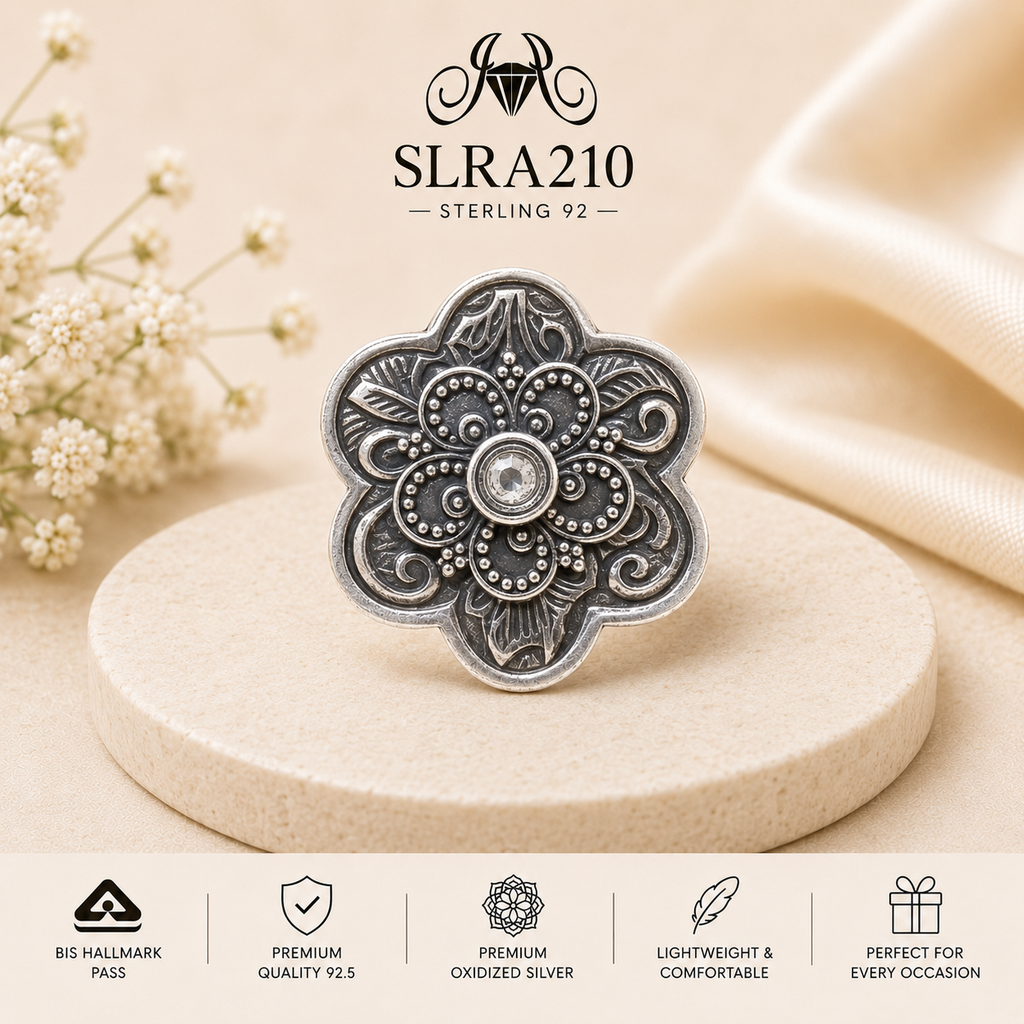 SLRA210 oxidized sterling silver ring front view