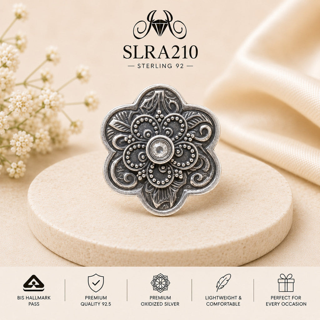 SLRA210 oxidized sterling silver ring front view