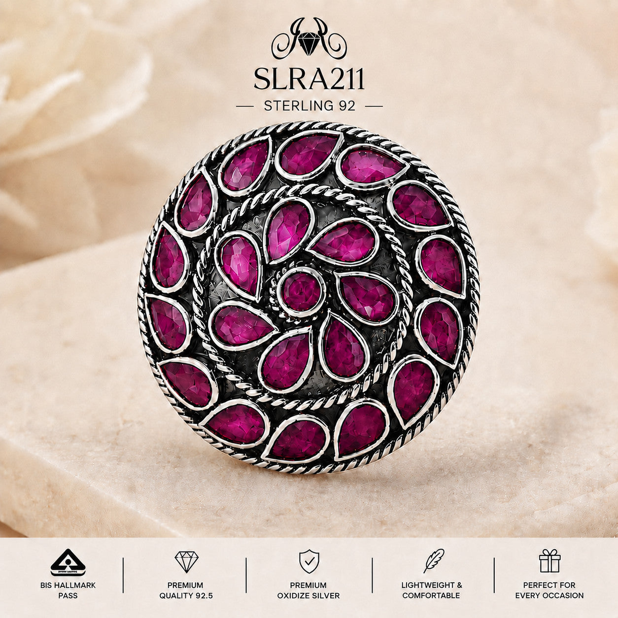 SLRA211 oxidized sterling silver ring front view