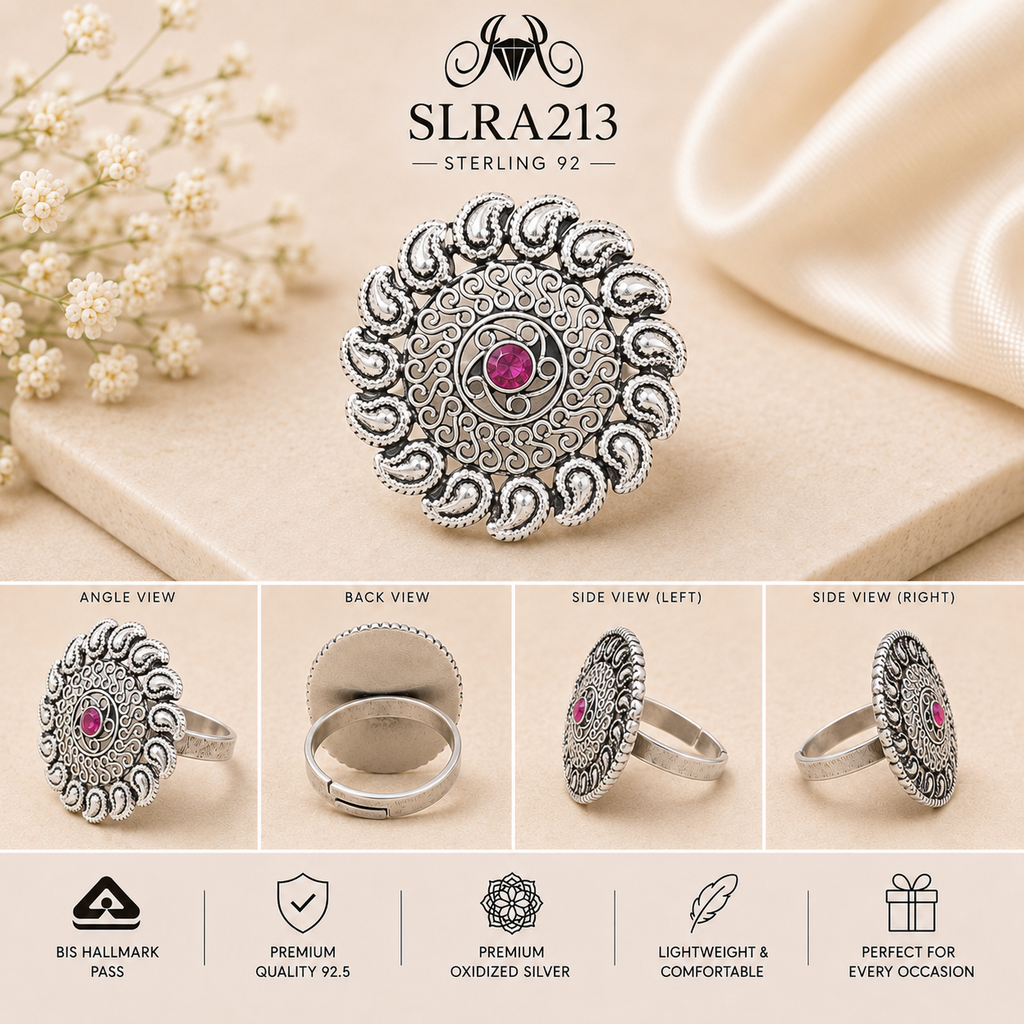 SLRA213 oxidized sterling silver ring multiple angle views