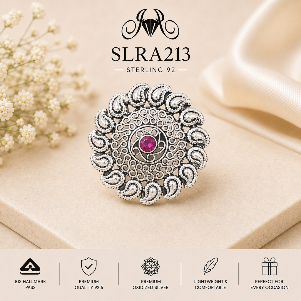 SLRA213 oxidized sterling silver ring front view