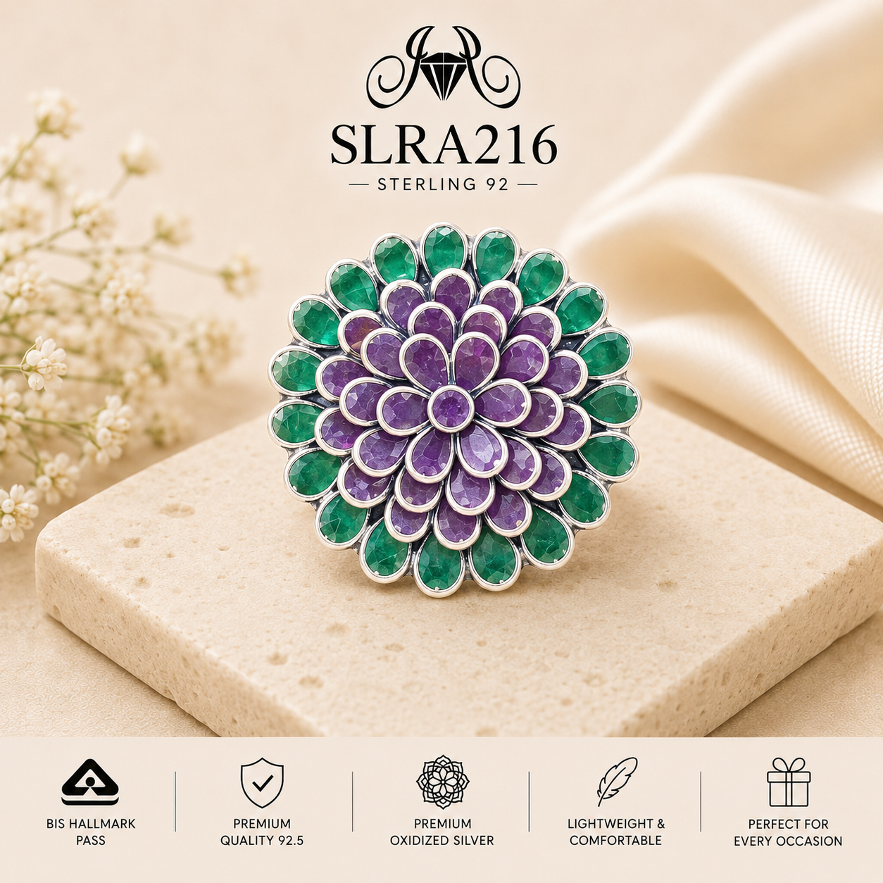 SLRA216 oxidized sterling silver ring front view
