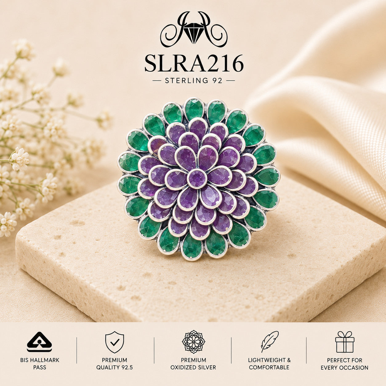 SLRA216 oxidized sterling silver ring front view