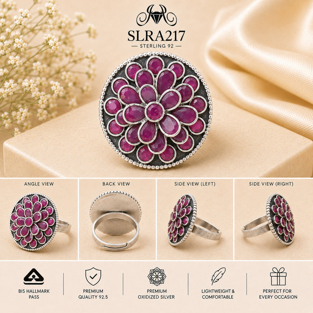 SLRA217 oxidized sterling silver ring multiple angle views