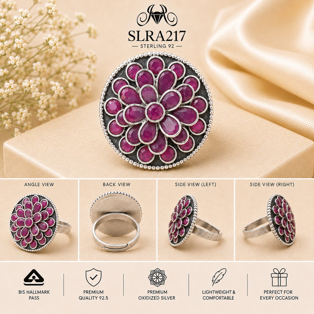 SLRA217 oxidized sterling silver ring multiple angle views