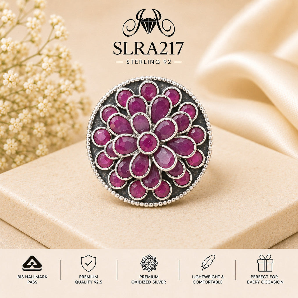 SLRA217 oxidized sterling silver ring front view