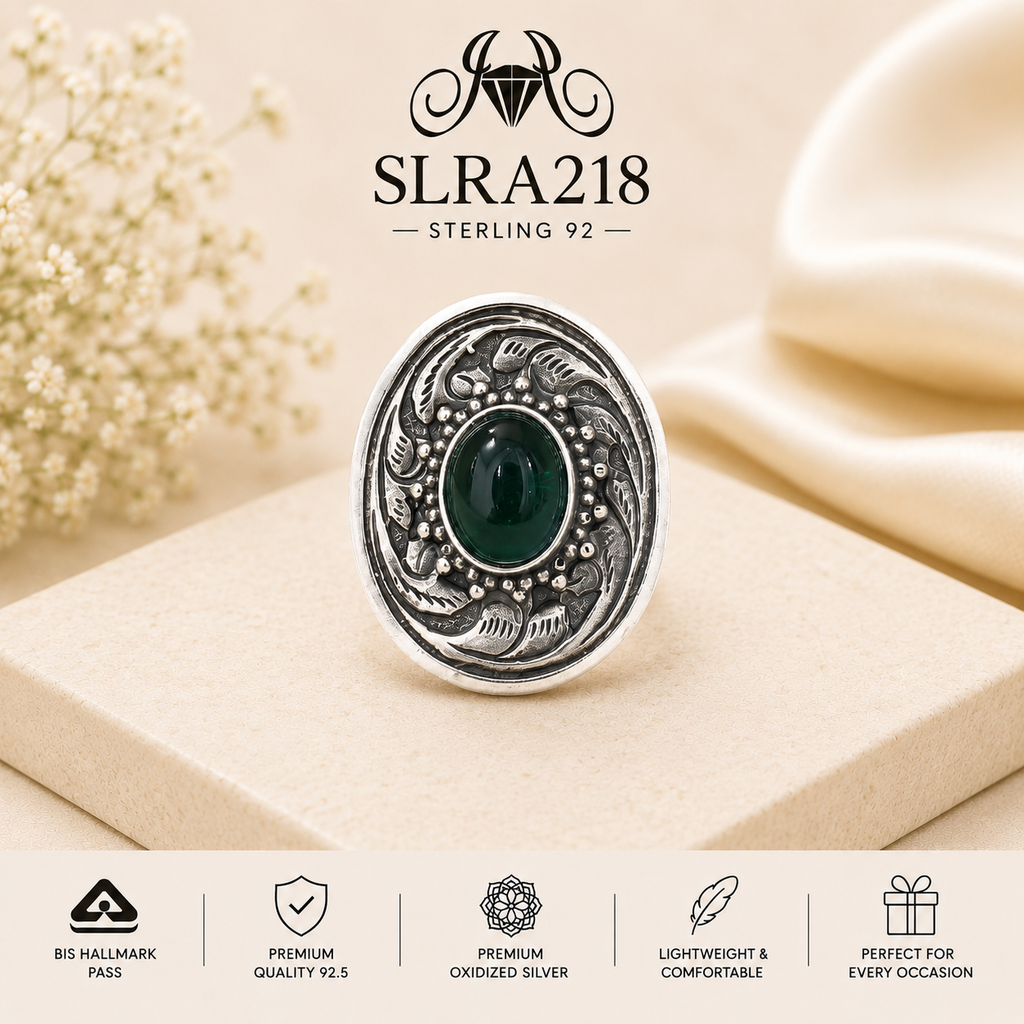 SLRA218 oxidized sterling silver ring front view