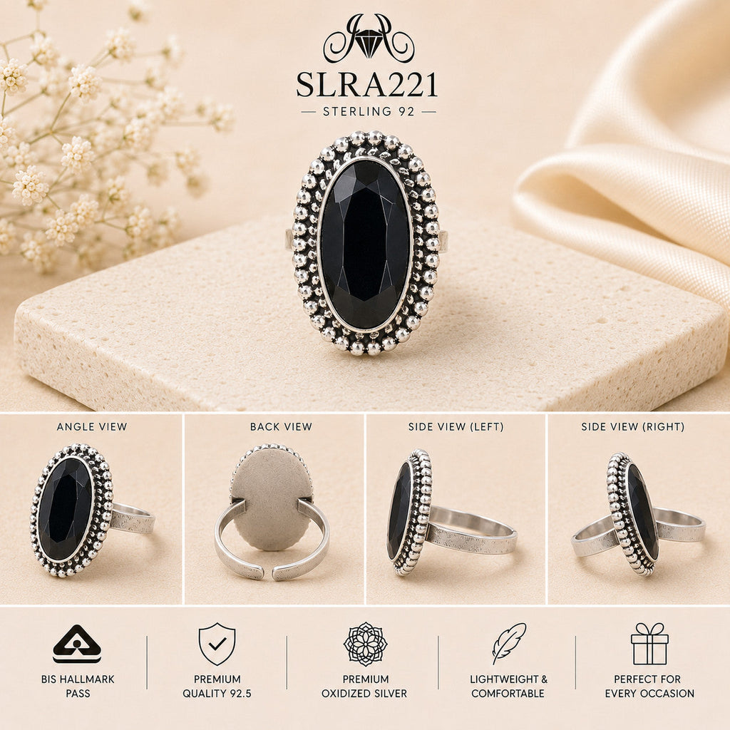 SLRA221 oxidized sterling silver ring multiple angle views