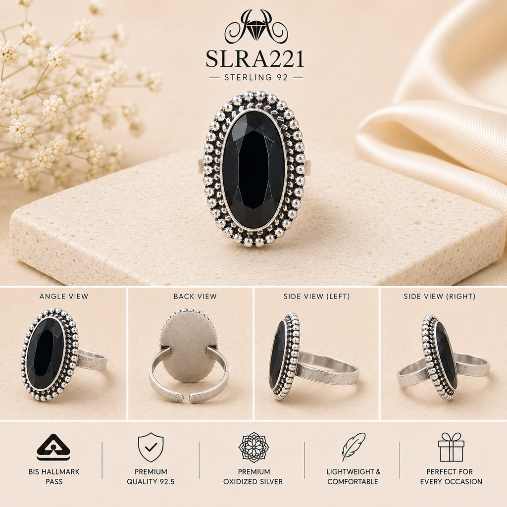 SLRA221 oxidized sterling silver ring multiple angle views