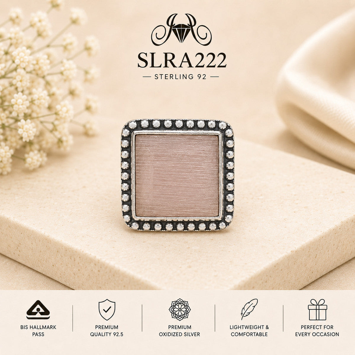 SLRA222 Oxidized Sterling Silver Statement Ring