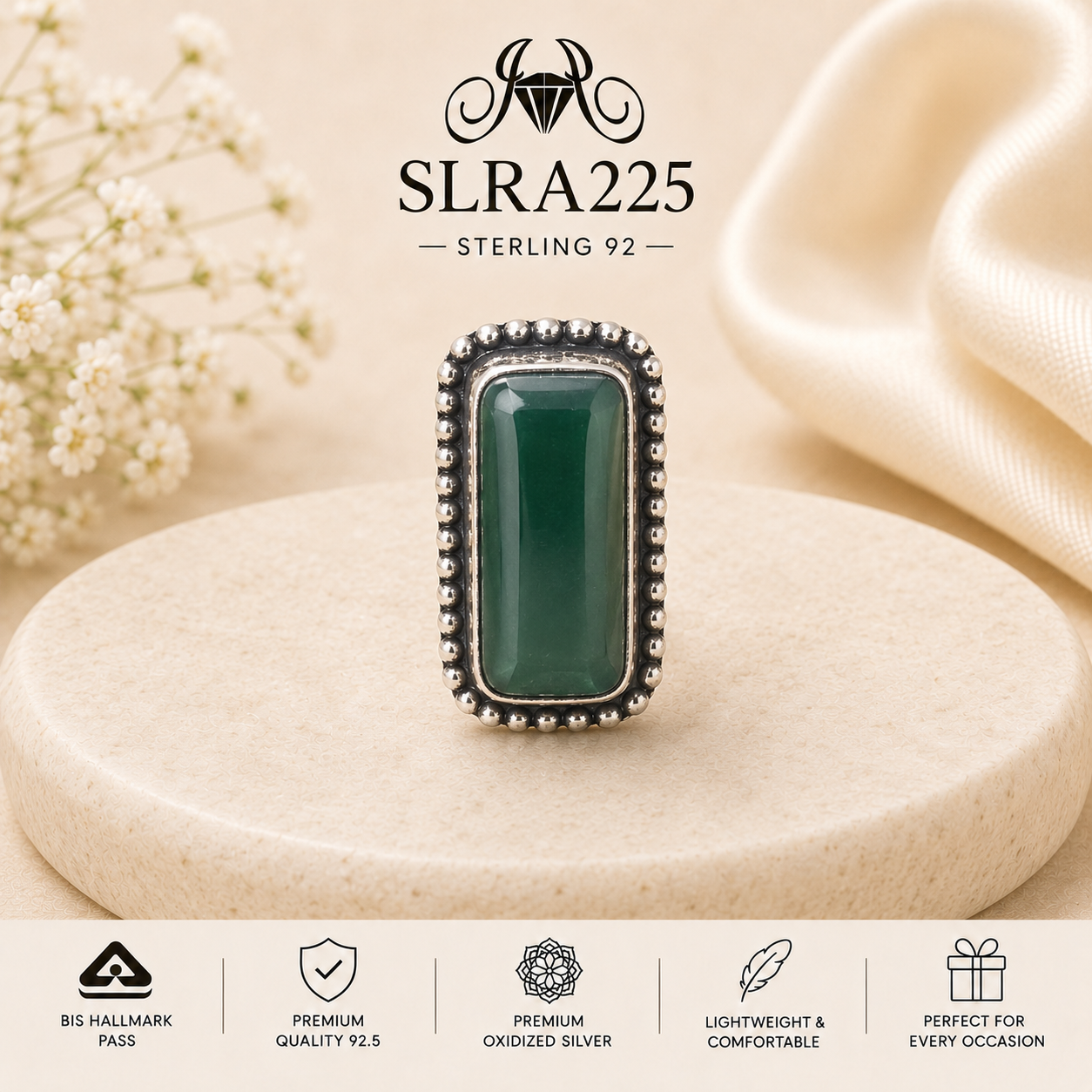 SLRA225 oxidized sterling silver ring front view