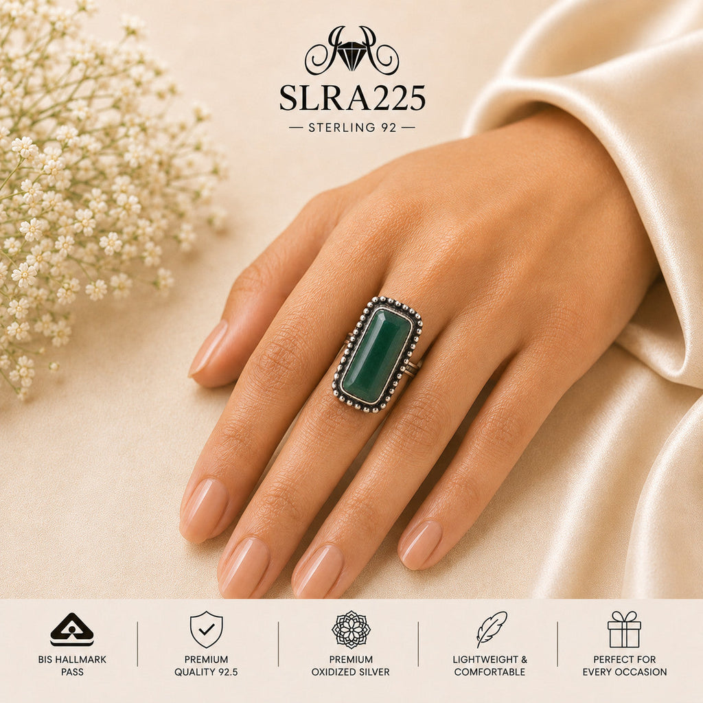 SLRA225 oxidized sterling silver ring worn on hand
