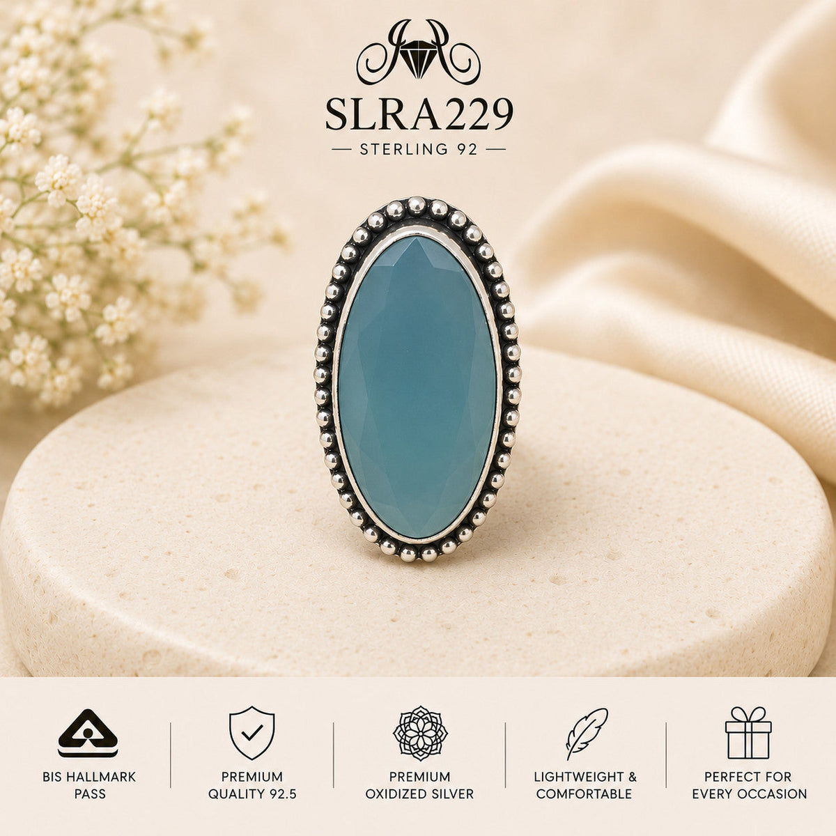 SLRA229 Oxidized Sterling Silver Statement Ring