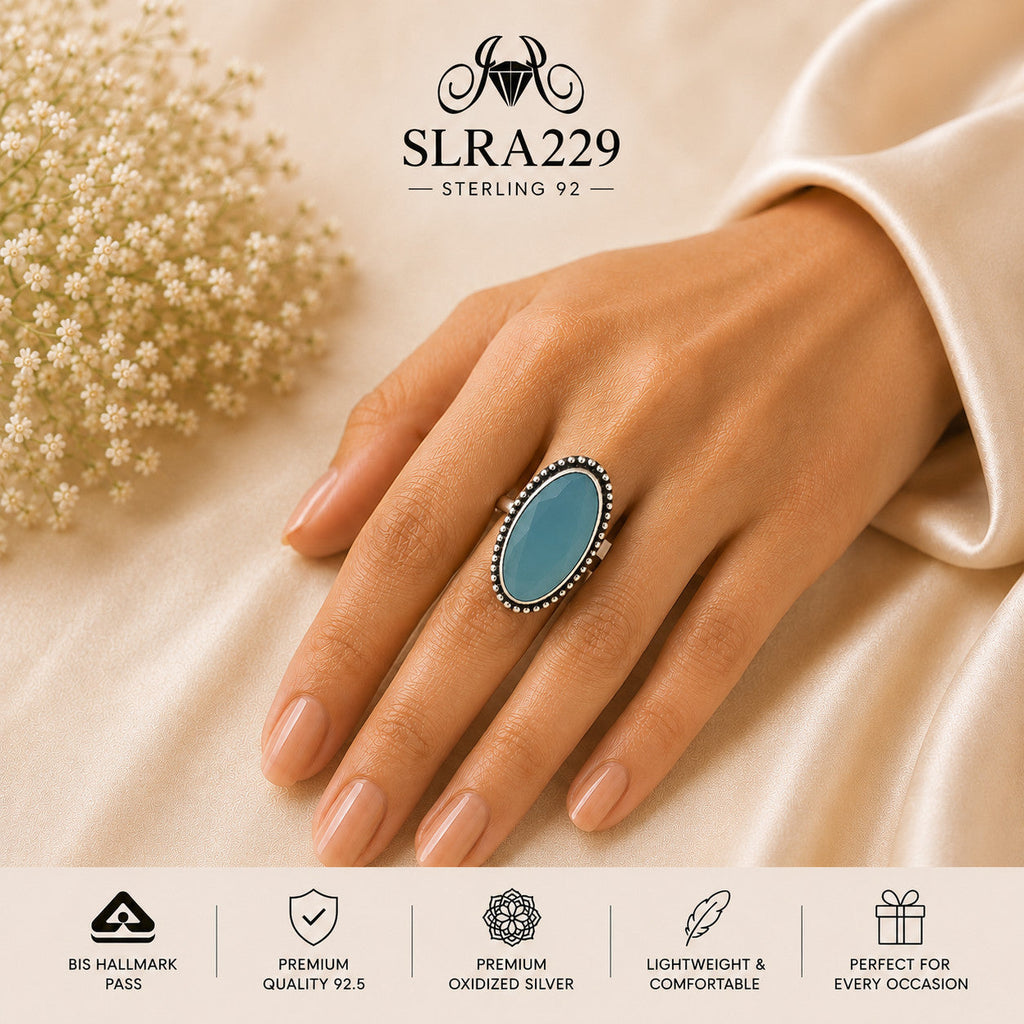 SLRA229 oxidized sterling silver ring worn on hand