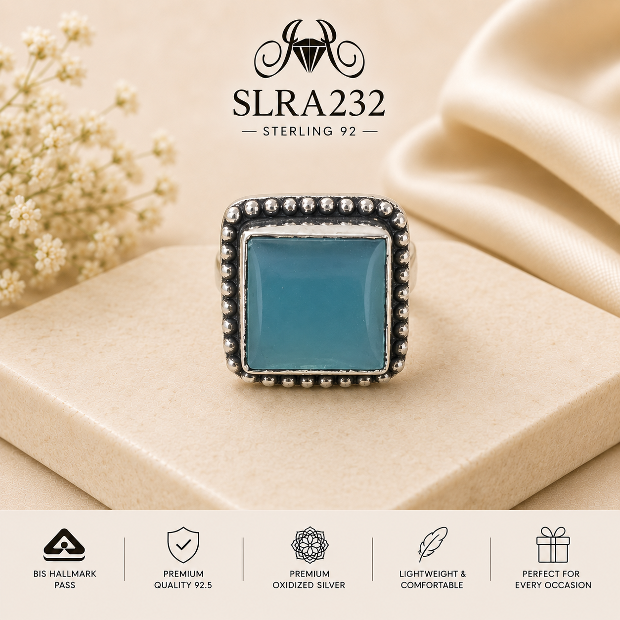 SLRA232 oxidized sterling silver ring front view