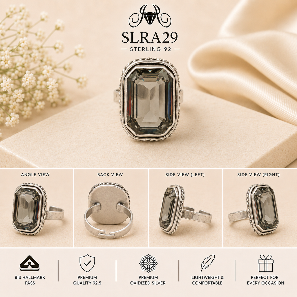 SLRA29 oxidized sterling silver ring multiple angle views