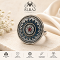SLRA2 oxidized sterling silver ring front view