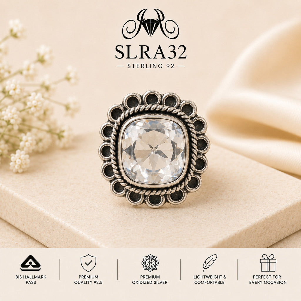 SLRA32 oxidized sterling silver ring front view