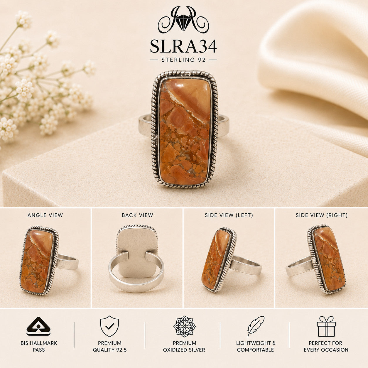 SLRA34 oxidized sterling silver ring multiple angle views