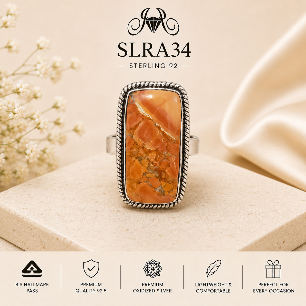 SLRA34 oxidized sterling silver ring front view