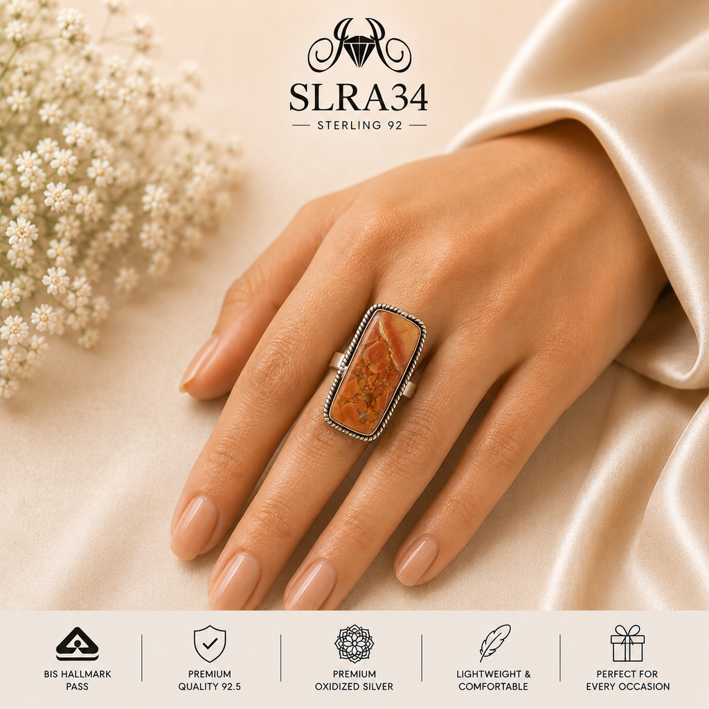 SLRA34 oxidized sterling silver ring worn on hand