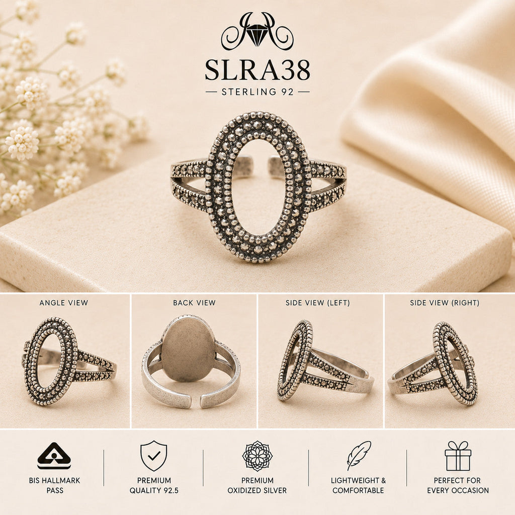 SLRA38 oxidized sterling silver ring multiple angle views