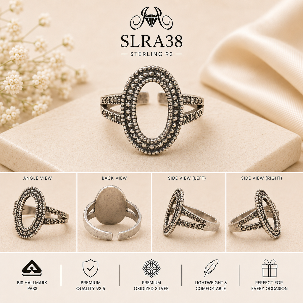 SLRA38 oxidized sterling silver ring multiple angle views