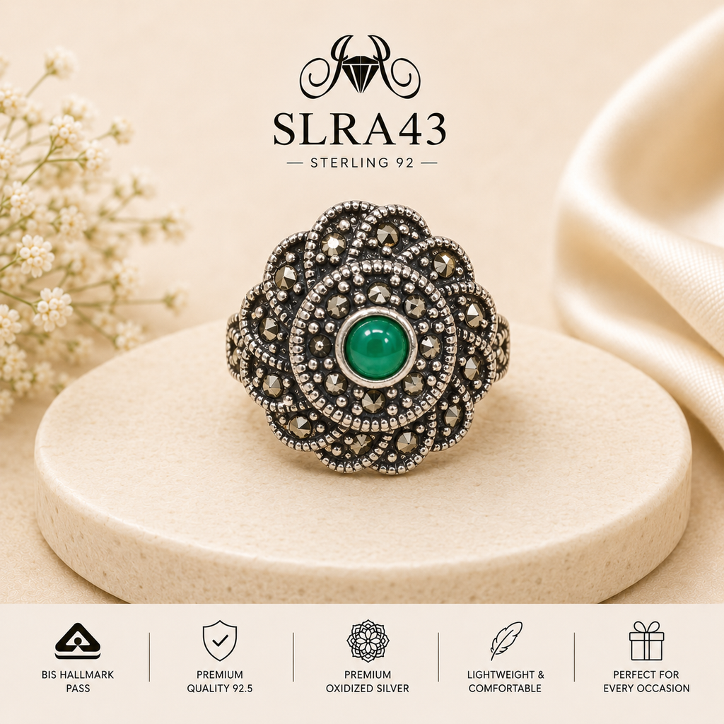 SLRA43 oxidized sterling silver ring front view
