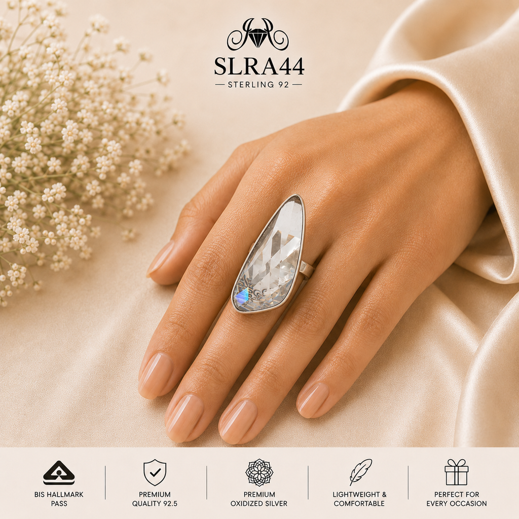SLRA44 oxidized sterling silver ring worn on hand