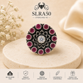 SLRA50 oxidized sterling silver ring front view