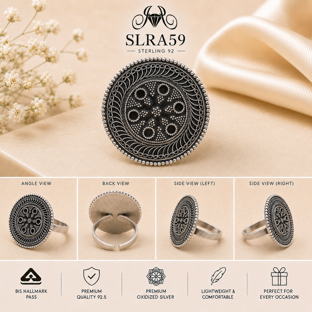SLRA59 oxidized sterling silver ring multiple angle views