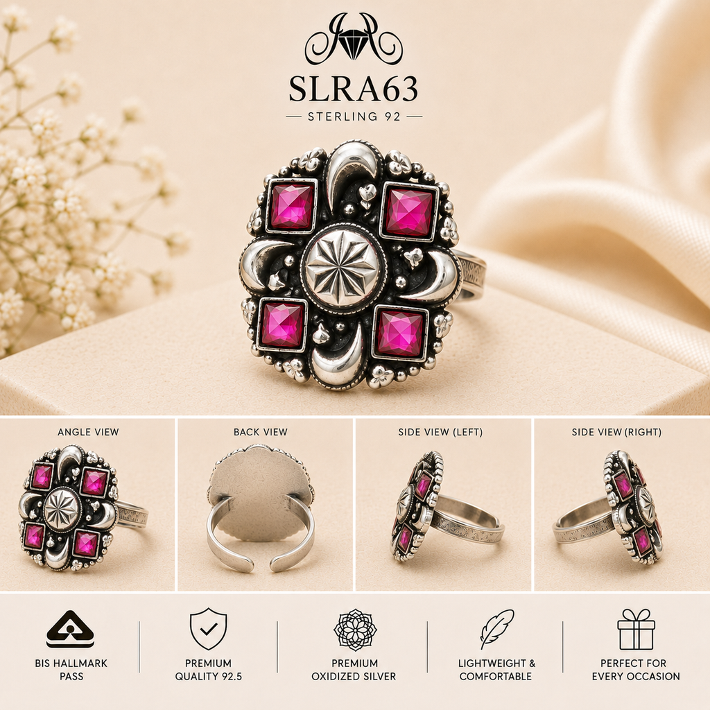 SLRA63 oxidized sterling silver ring multiple angle views