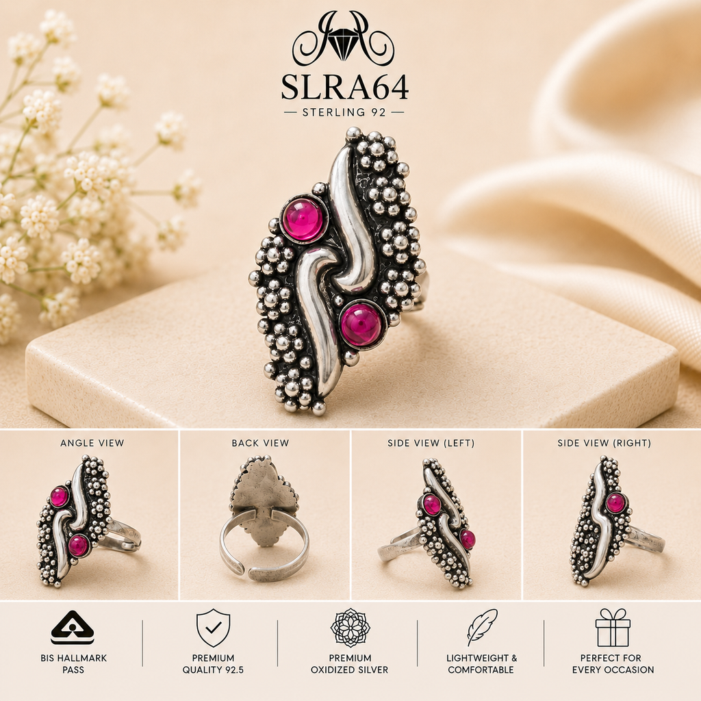 SLRA64 oxidized sterling silver ring multiple angle views