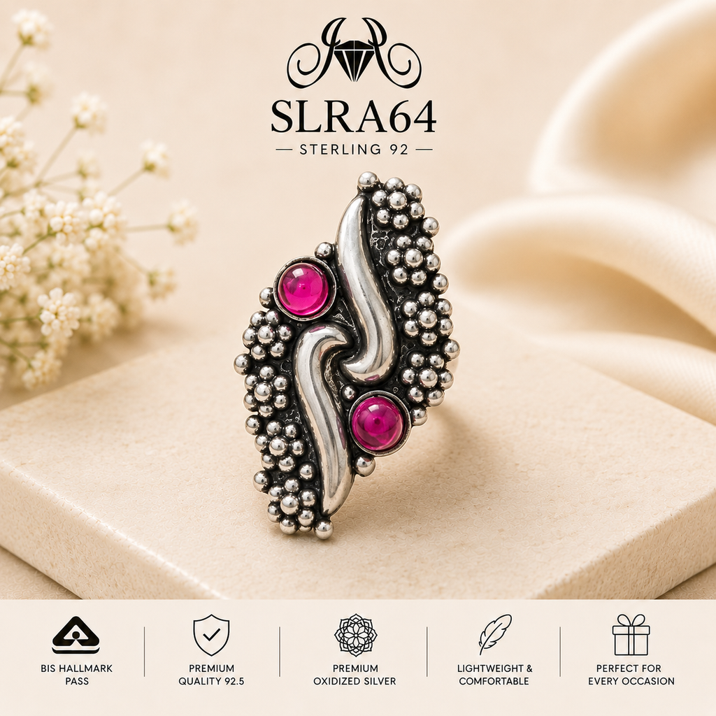 SLRA64 oxidized sterling silver ring front view