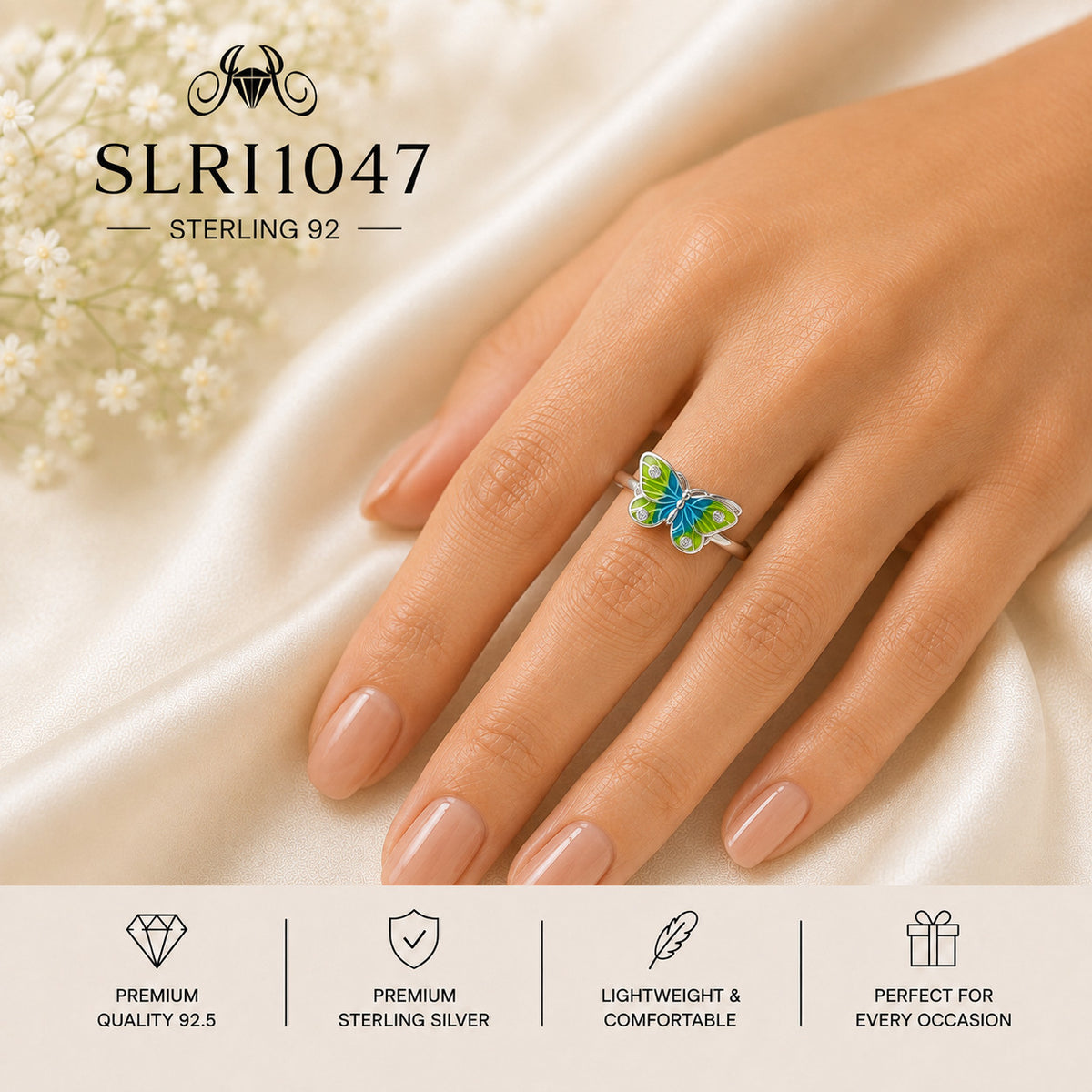 SLRI1047 Sterling Silver Ring wearing